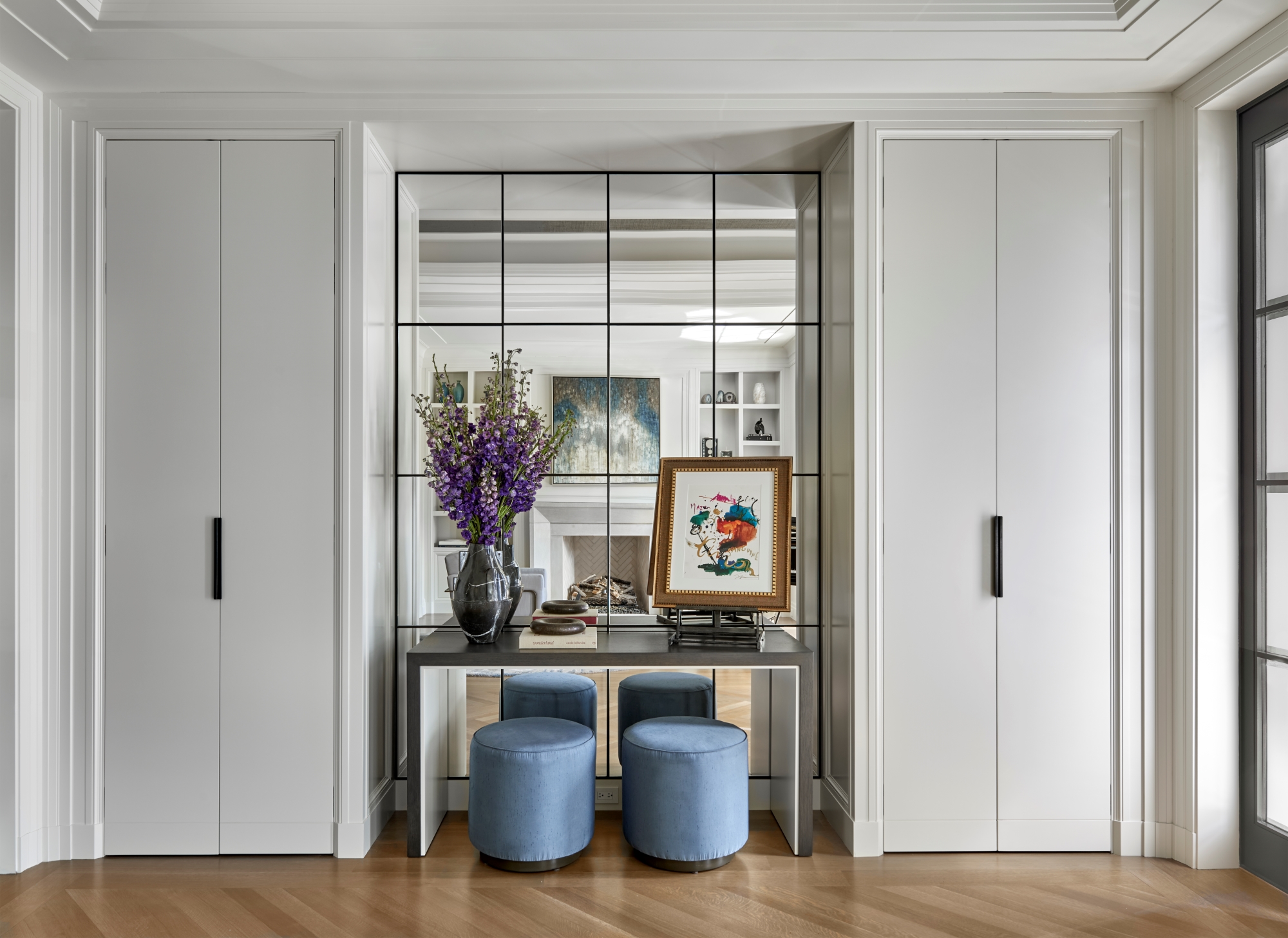 Interior view, foyer with two symmetrical closets