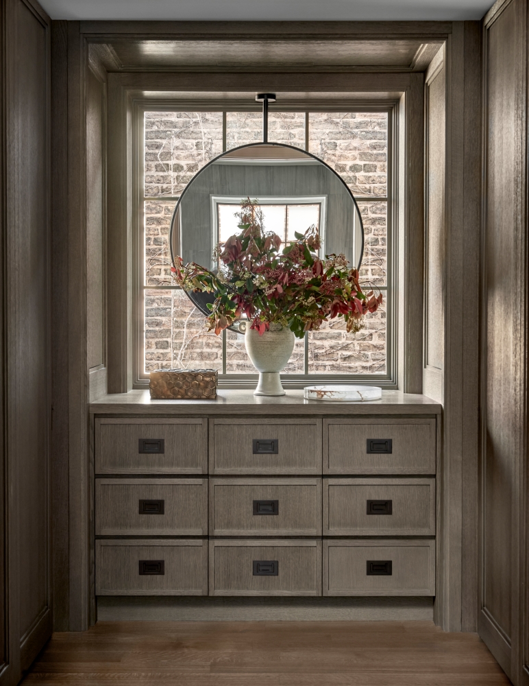 Interior modern bedroom with dresser