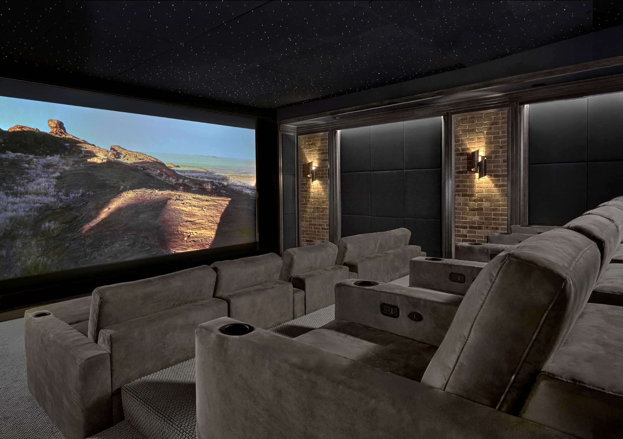 Modern home theater--facing the screen