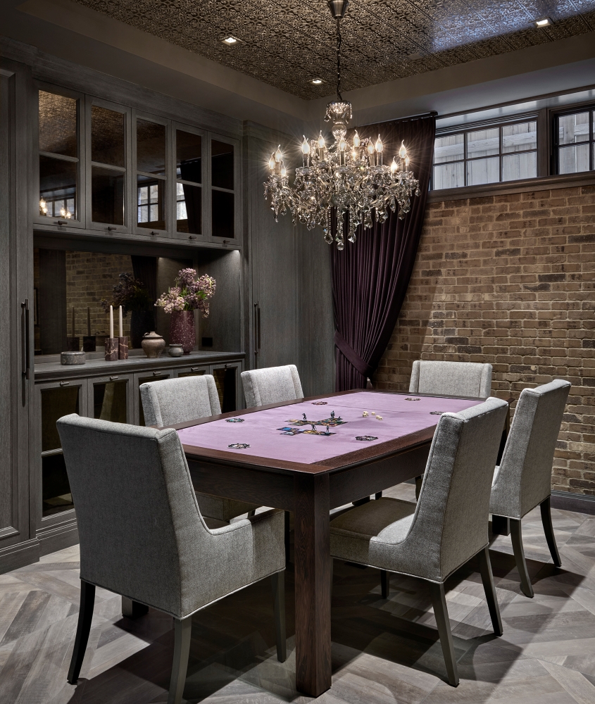 Dining table repurposed for family games
